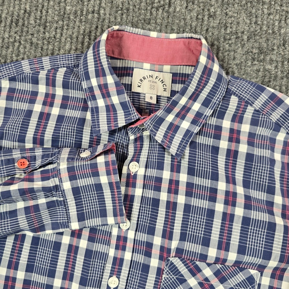Kirrin Finch Shirt Mens Medium Blue Plaid‎ Long Sleeve Button Up Cotton Pocket